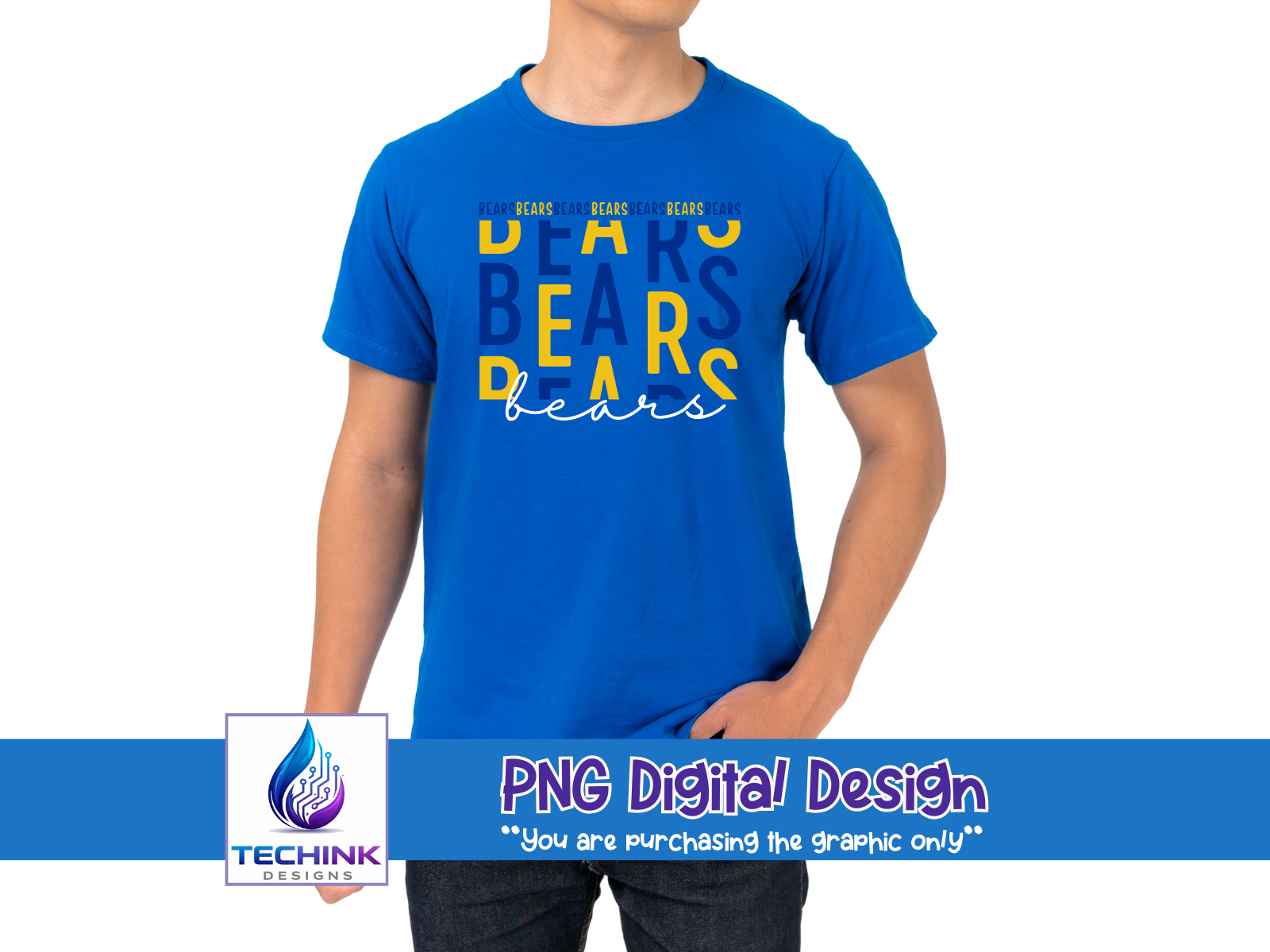 Bears Gold/Blue Stacked (DTF PNG Graphic)