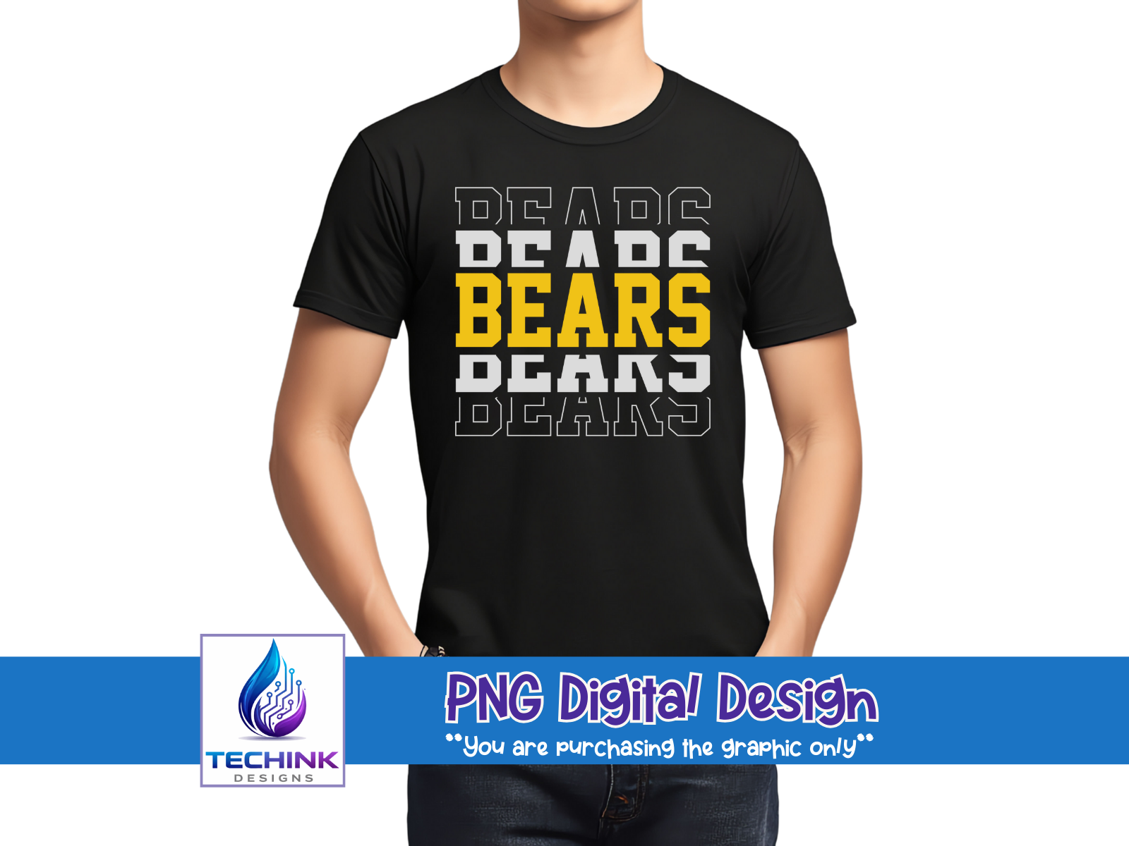 Bears Gold/White Stacked (DTF PNG Graphic)