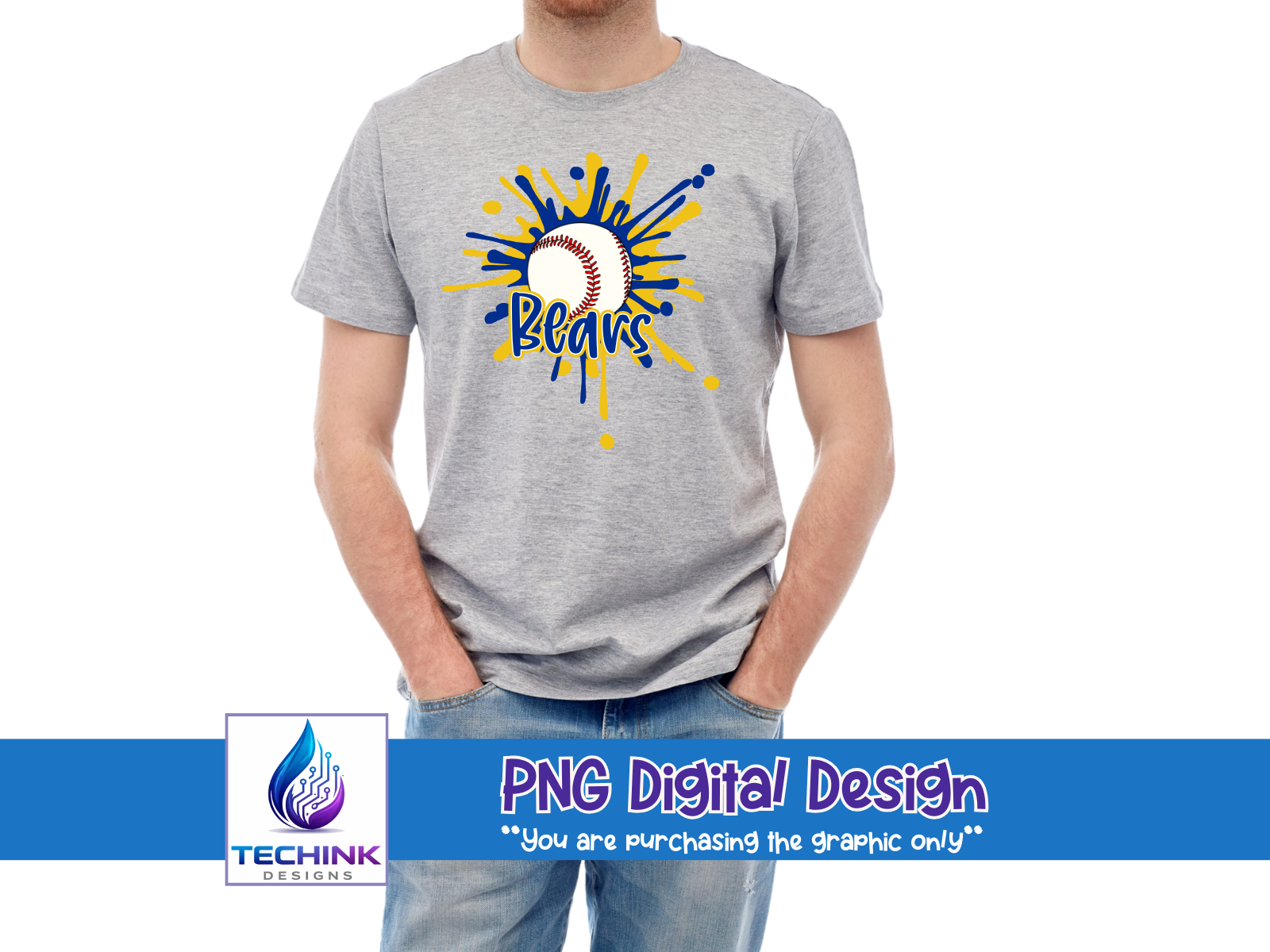 Bears Splash Baseball (DTF PNG Graphic)