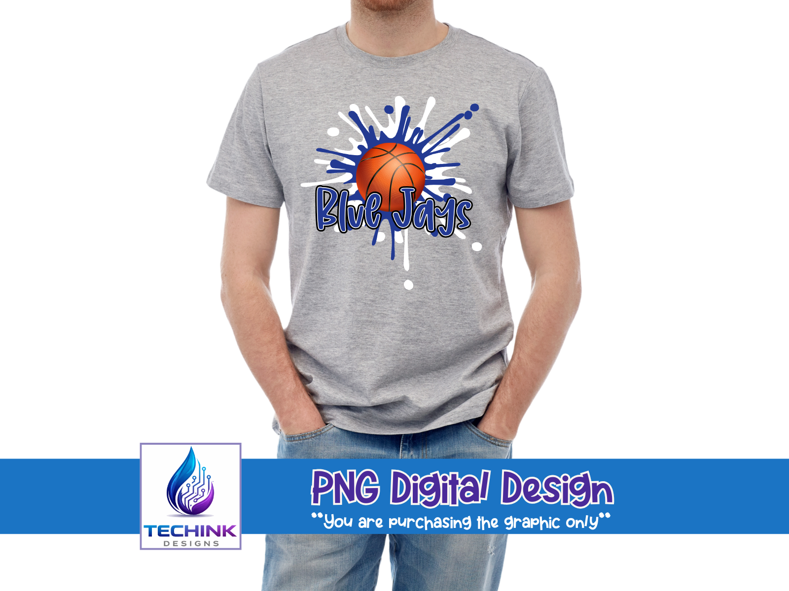 Blue Jays Splash Basketball (DTF PNG Graphic)