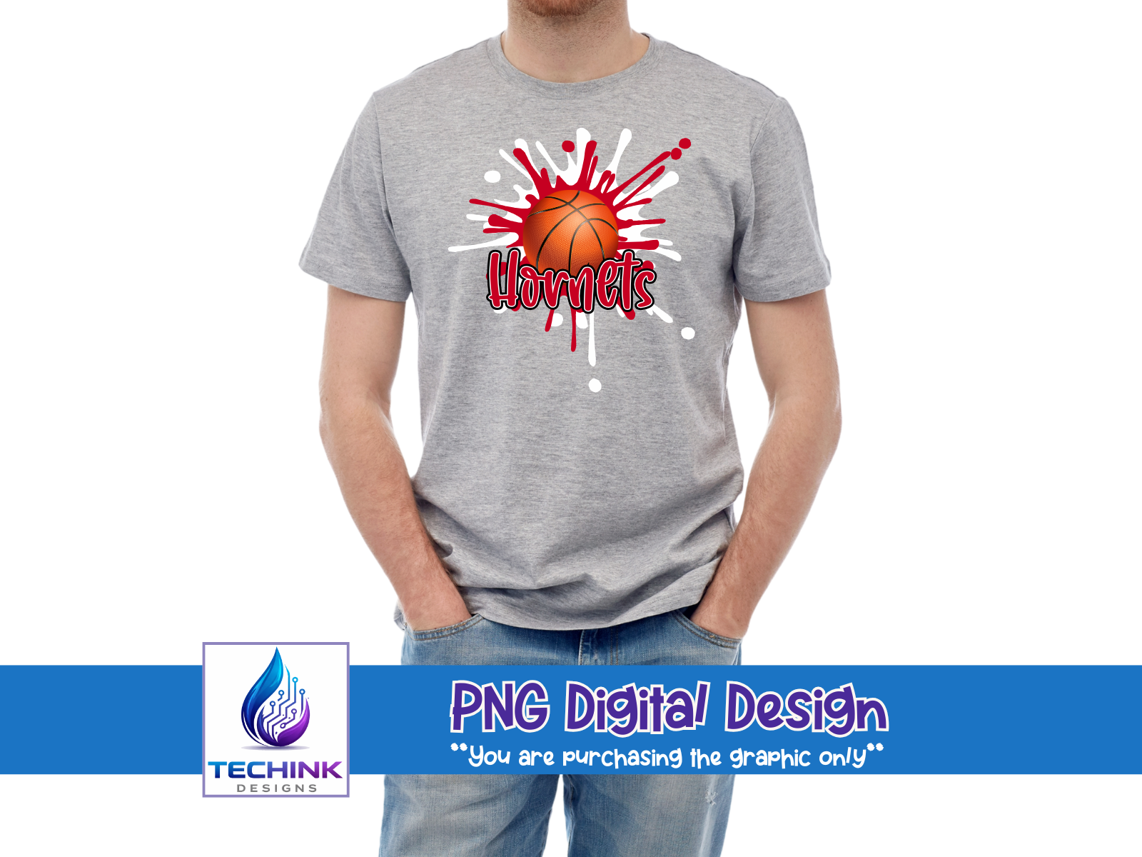 Hornets Splash Basketball (DTF PNG Graphic)