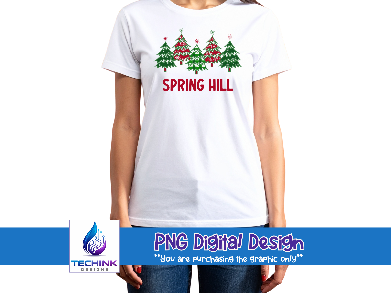 Spring Hill Christmas Trees (DTF PNG Graphic)